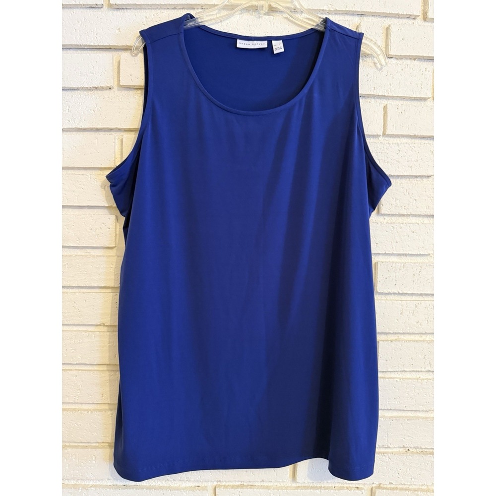 Susan Graver Size XL Royal Blue Regular Liquid Knit Tank Top